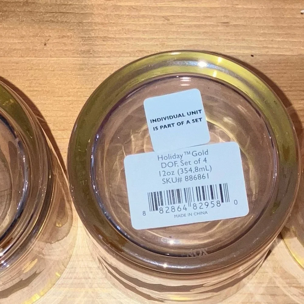 NWT and Box Never Used Lenox Holiday Gold Double Whisky Glasses Set of 4 12oz